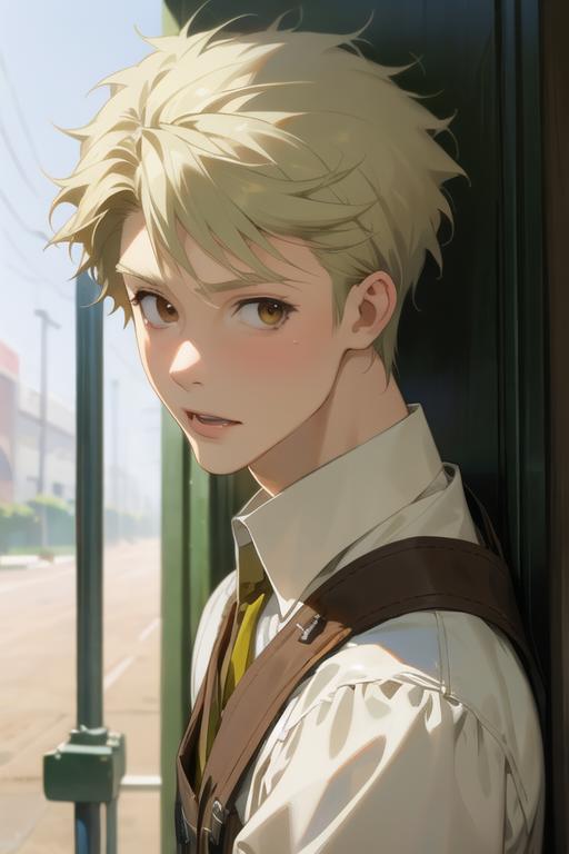 prompthunt: A boy with blonde hair and blue eyes, beautiful, anime, NFT  art, high art, artstation, digital art
